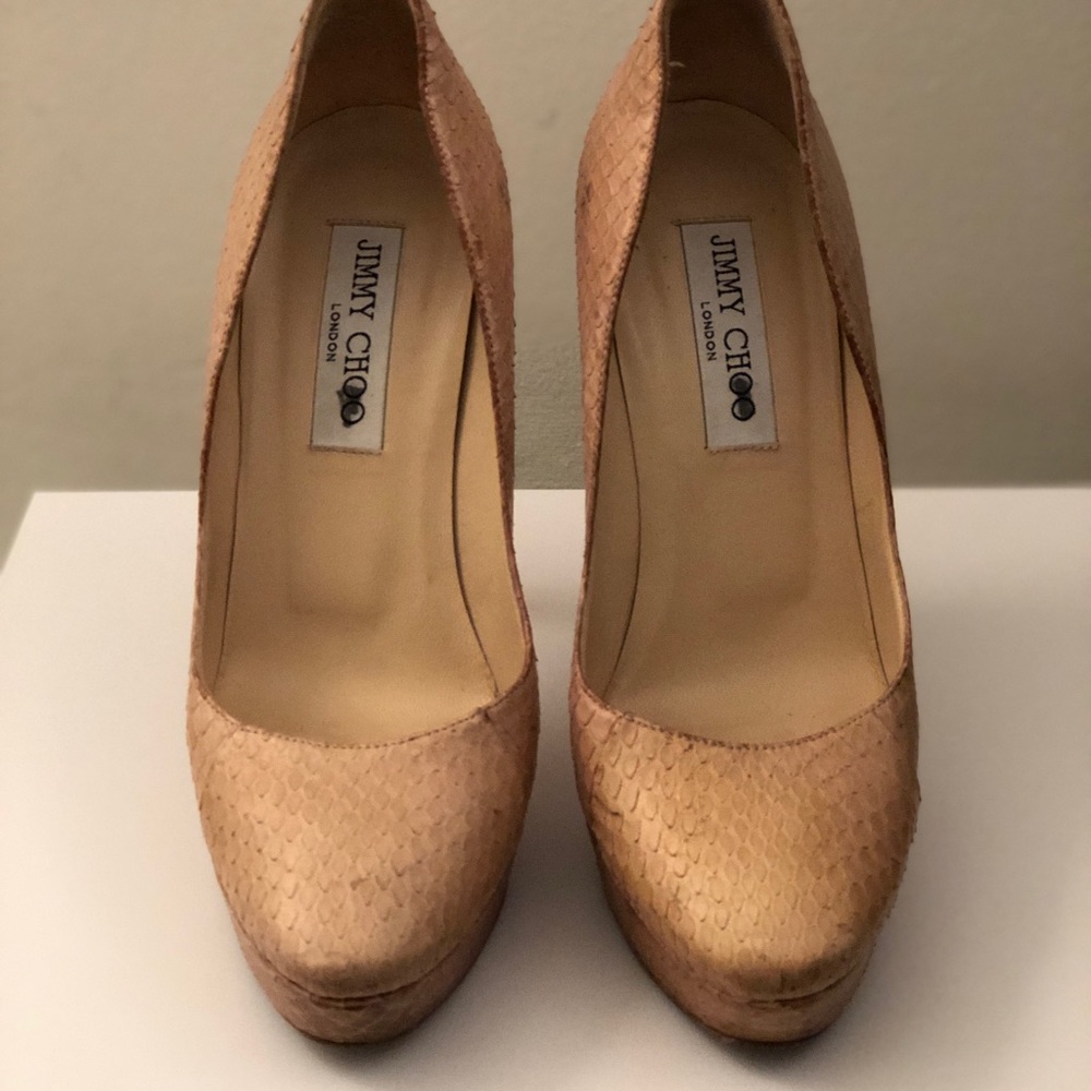 Nude Snakeskin Jimmy Choo Platform Pump - Picture 6 of 6